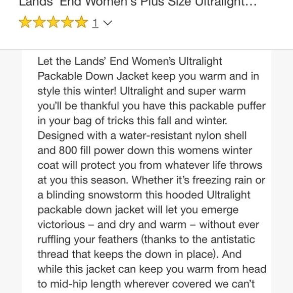 Land’s End women’s puffer hooded coat ultralight quilted down pack Lavender Var - Picture 6 of 17